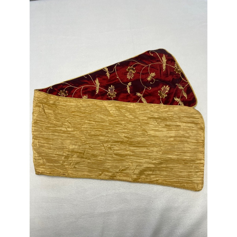Elegant Red Gold Embroidered Table Runner Accent Home Decor‎